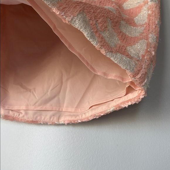 Banana Republic Women's full sequin lined Cream and coral 🪸 print Skirt - Picture 7 of 8